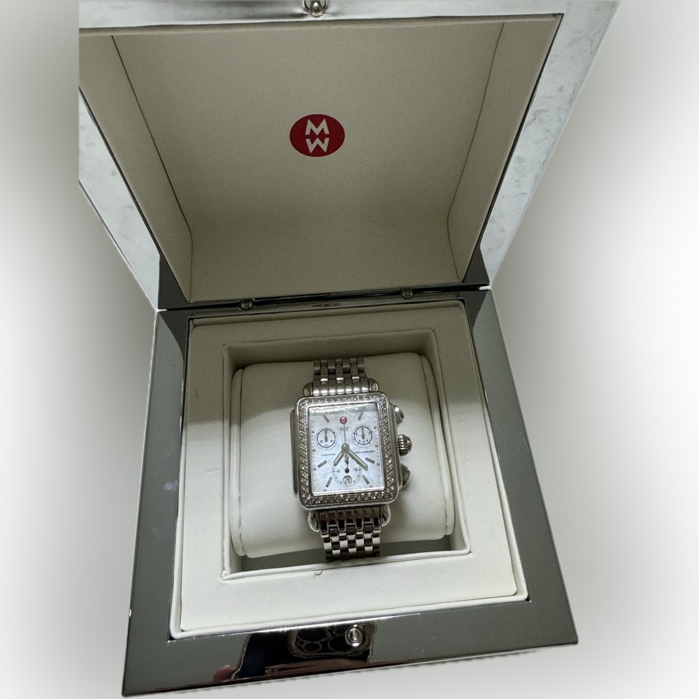 Michele Deco Stainless Diamond Watch